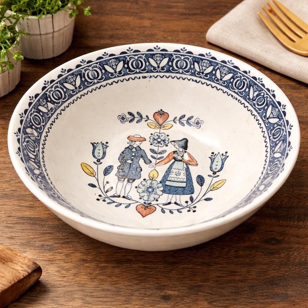 Johnson Brothers Old Granite Hearts & Flowers Serving Vegetables Bowl 8.5" D